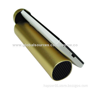 Cylinder micro speaker for iPhone 6 and Samsung S5, with built-in power banks, 2,600mAh